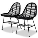 Festnight Esszimmerstühle Küchenstuhl Stuhl Set 2 Stk. Rattan Natur Schwarz