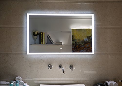 Dr. Fleischmann Badspiegel LED Spiegel GS042 mit Beleuchtung durch satinierte Lichtflächen Badezimmerspiegel mit Touch-Schalter (120 x 60 cm)