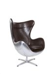 Sessel Stuhl Retro DIXON EGG Gepolstert Armlehnenstuhl Aluminium PVC Leder Design Vetrostyle braun