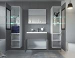 Badezimmer Badmöbel Rio XL LED 60 cm Waschbecken Hochglanz Grau Fronten - Unterschrank 2x Hochschrank Waschtisch Möbel