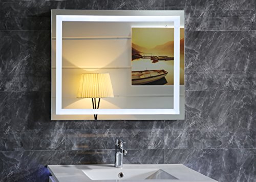 LED-Beleuchtung Badspiegel GS099N Lichtspiegel Wandspiegel Badzimmerspiegel Tageslichtweiß IP44 (90 x 60 cm)