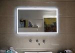 Badspiegel mit LED-Beleuchtung GS042 durch satinierte Lichtflächen Badezimmerspiegel mit Touch-Schalter (100 x 60 cm)