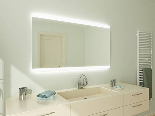 Luanda21 Badspiegel mit Beleuchtung: Design Spiegel für Badezimmer, beleuchtet mit LED-Licht, modern, 90 verschiedene Größen - Maße: 60cm x 60cm