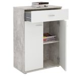 CARO-Möbel Kommode Sideboard Schrank TOMMY Betonoptik/weiß, Anrichte Highboard mit Schublade und 2 Türen