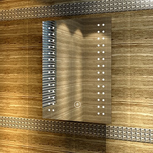Badspiegel mit energiesparender LED-Beleuchtung kaltweiß IP44 [Energieklasse A+] 50 x 70cm beschlagfrei