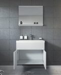 Badezimmer Badmöbel Montreal 02 60cm Waschbecken Hochglanz Weiß Fronten - Unterschrank Waschtisch Spiegel Möbel