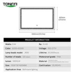 Tonffi® Badspiegel 100x60CM LED Spiegelleuchte 6000K Weiß 25W 5000LM Touch-Schalter IP44 SMD2835 Aluminiumrahmen 5mm Silberspiegel mit Beleuchtung Ra>75