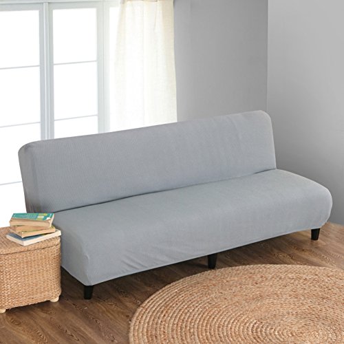 ZY Schlafsofa slipcovers,Surefit sofa covers stretch,Schmutzabweisend rutschfest armlosen protector 3 sitze sofacouch für wohnzimmer -grau 63-75in