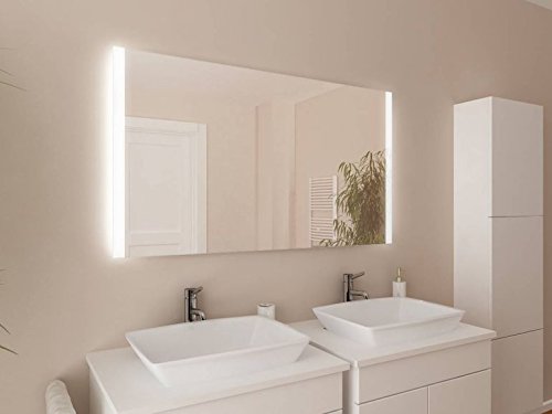 Iona21 LED Spiegel inkl. Digital Uhr, Badspiegel mit Beleuchtung: verschiedene Größen auswählbar, modern und zeitlos - Maße: 80cm x 60cm