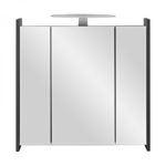 Galdem Badmöbel-Set mit Waschbeckenunterschrank Spiegelschrank mit LED Beleuchtung Badezimmer Bad-Set Anthrazit Weiss Hochglanz (Mit Steckdose)