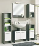 Badezimmerspiegel Badspiegel Wandspiegel ORSON 2 | Graphit Struktur | Dekor | mit Ablage