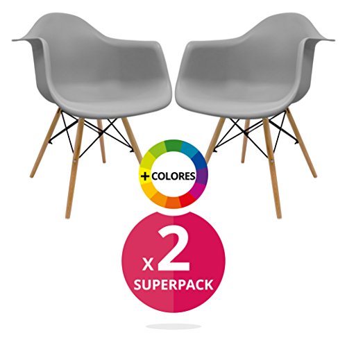 Stuhl Bettbezug (Pack 2) - Sessel tower - Stuhl Nordic Skandinavien inspiriert Sessel Eames DAW - Cala - (wählen Sie Ihre Farbe) grau