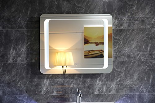 Design Badspiegel Lichtspiegel GS050 LED Beleuchtung Touch-Schalter Wandspiegel Tageslichtweiß IP44