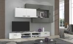 Avanti Trendstore Albenga - Wohnwand aus Holzdekor, graphit/weiß matt, besteht aus 1 TV-Möbel und 4 Wandschränke. Maße BHT 270x206x41 cm