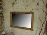 Spiegel aus Altholzbalken handbehauen rustikaler Holzbalkenspiegel Shabby 70 x 100 x 5,5