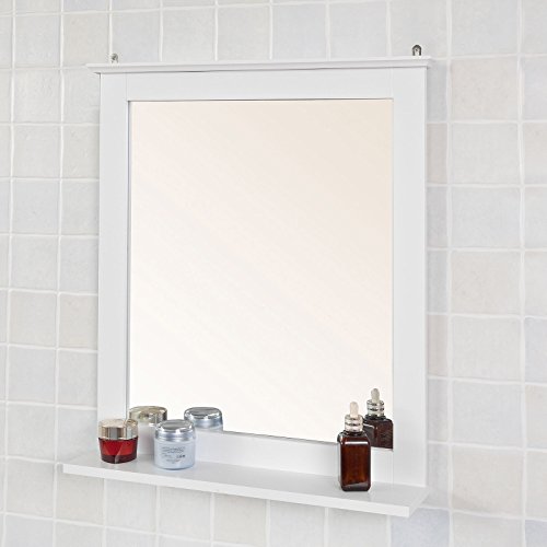 SoBuy® FRG235-W Spiegel Wandspiegel Badspiegel mit Ablage, Hängespigel in weiß, BHT ca: 60x68x12cm