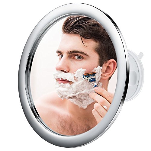 Jerrybox Antibeschlag Duschspiegel Rasierspiegel,360 Grad Drehbarer Badspiegel,Wandspiegel mit Saugnapf, Rund, Silber