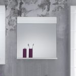 Trendteam Badezimmer Wandspiegel Skin Gloss, 60 x 55 x 10 cm in Weiß Hochglanz mit Ablage