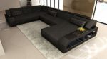 Stoffsofa Mega Wohnlandschaft Matera XXL Form Stoffsofa Polstersofa mit LED