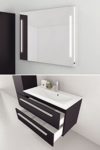 Sieper Libato Waschtischunterschrank + Leuchtspiegel - 60 cm 90 cm 120 cm Breit - weiß und anthrazit Hochglanz - Badmöbel Badezimmermöbel Waschtisch Unterschrank Badmöbel Set … (90, anthrazit)