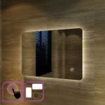 Badspiegel Lichtspiegel LED Spiegel Wandspiegel mit Sensor-Schalter 70 x 50cm kaltweiß IP44 energiesparend