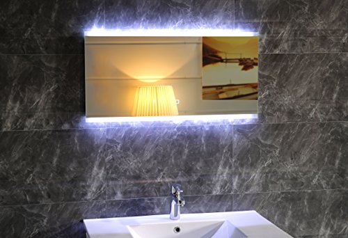 Design LED-Beleuchtung Badspiegel GS043 Lichtspiegel Wandspiegel mit Touch-Schalter Tageslichtweiß IP44 (120 x 60 cm)