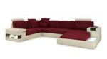 Design Sofa Couch Leder Wohnlandschaft XXL + Stoff U-Form Ecksofa mit LED-Licht Beleuchtung HAMBURG