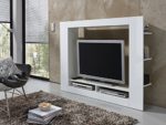 Wohnwand Anbauwand Schrankwand Wohnzimmer Schrank Weiß mit Hochglanz "Kixu I"