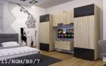 HomeDirectLTD FUTURE 11 Moderne Wohnwand Anbauwand Wand Schrank Zimmer TV-Schrank Möbel Neu Exklusiv Hochglanz Matt Weiß Schwarz Sonoma LED RGB Beleuchtung (11/HGM/BS/7, RGB)