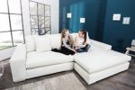 Komfortables Ecksofa MINO im modernen Landhausstil Leinen beige Sofa Couch 275x175 cm inkl. Kissen