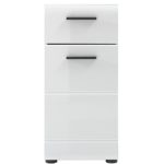 Trendteam Badezimmer Schrank Kommode Skin Gloss, 30 x 79 x 31 cm in Weiß Hochglanz mit Schubkasten