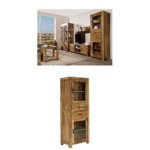 Massivum Palison Wohnwand, Holz, natur, 42 x 100 x 175 cm + Vitrine Palison 67x180x42 cm Palisander natur lackiert