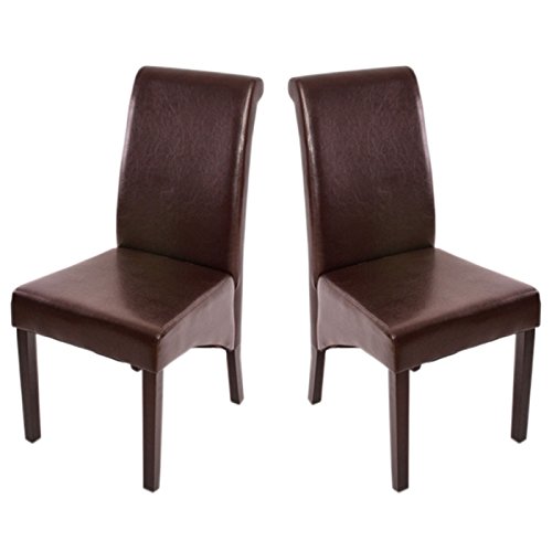 2x Esszimmerstuhl Lehnstuhl Stuhl M37 ~ Leder, braun, dunkle Füße