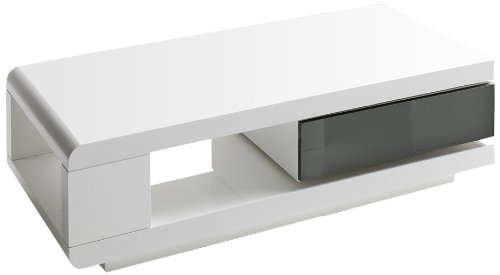 Robas Lund, Couchtisch, Wohnzimmertisch, 360 Grad drehbar, Hochglanz/weiß, 120 x 60 x 36 cm, 59031WG4