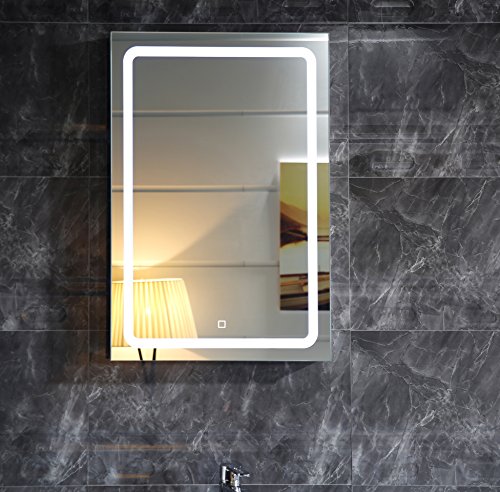 Badspiegel Lichtspiegel GS041 mit LED-Beleuchtung Touch-Schalter Wandspiegel 50x70cm Tageslichtweiß IP44
