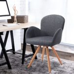 Homcom® Esszimmerstuhl Wohnzimmerstuhl Armsessel Sessel Stuhl Küchenstuhl Leinen Holz (grau)