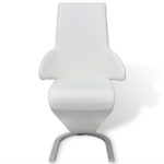 Festnight 2 Stücke Esszimmerstühle Freischwinger Essstuhl aus Kunstleder Küchenstühle Stuhl mit Armlehne Weiß