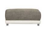 Polster Hocker ohne Federkern / Moderner Sitzhocker für Ecksofa / Mit Strukturstoff und Kunstleder in Grau-Weiß / 99 x 69 x 41 cm (B x T x H)