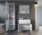 Badezimmer Badmöbel Montreal 60 cm Waschbecken Hochglanz Weiß Fronten - Unterschrank Hochschrank Waschtisch Möbel