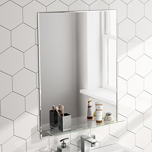 Soak Design-Badspiegel mit Ablage - Wandspiegel mit Ablagefläche - 60 x 80 cm, einfache Montage