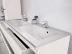 Waschtischunterschrank 120 cm breit weiß Hochglanz Doppel-waschtisch Doppel-waschbecken Waschbeckenunterschrank Unterschrank Badmöbel-Set hängend Sieper Libato (120cm, weiß)