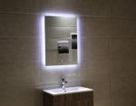 Dr. Fleischmann Badspiegel LED Spiegel GS084 mit Beleuchtung durch satinierte Lichtflächen Badezimmerspiegel Touch-Schalter (50 x 70 cm)