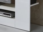 Wohnwand Anbauwand Schrankwand Wohnzimmer Schrank Weiß mit Hochglanz "Kixu I"