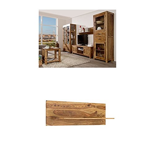 Massivum Palison Wohnwand, Holz, natur, 42 x 100 x 175 cm + Regal Palison 130x35x25 cm Palisander natur lackiert