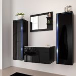 Home Deluxe | Badmöbel-Set Sylt | Schwarz | inkl. Waschbecken und komplettem Zubehör