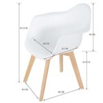 EGGREE 4er Set Esszimmerstühle Skandinavisch mit Armlehne und Starke Metallbeine, Modern Design Sessel für Büro Küche Wohnzimmer, Weiß