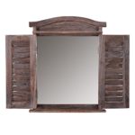 Mendler Wandspiegel Spiegelfenster mit Fensterläden 53x42x5cm ~ braun shabby
