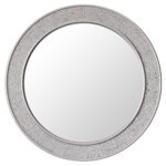 Runder Mosaikspiegel - Silber - Groß - 60 cm Durchmesser - Badspiegel