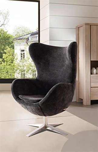 SAM Design Armlehn Stuhl 4620-S in schwarz Armlehnstuhl in Stoff mit Füßen aus Edelstahl, Sessel höhenverstellbar, abnehmbares Sitzkissen, 360° drehbar, bequemer Sitzkomfort