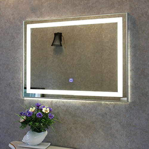 Tonffi® Badspiegel mit beleuchtung 80x60CM 30W LED HD Spiegelleuchte Aluminiumrand IP44 Naturweiß